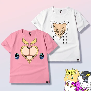 

Fashion Men's T-shirt Anime JoJo's Bizarre Adventure Giorno Giovanna Sexy Cosplay Short Sleeve Unisex Casual Black Tee Tops