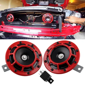 

1 Pair 12V High Tone/Low Tone Horn Kit Accessories Grille Mount Compact for Car NJ88