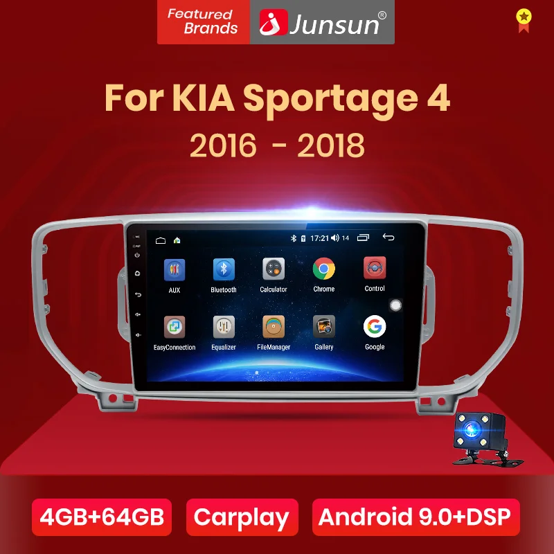 Junsun V1 pro 4G + 64G CarPlay Android 9 0 DSP для KIA Sportage 4 2016 2017 2018 автомобильный Радио