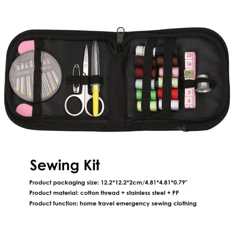 27-282pcs/set Portable Travel Sewing Box Kit Sewing Thread Stitches Knitting Needles Tools Cloth Buttons Craft Scissor Mom Gifts - Цвет: 49pcs