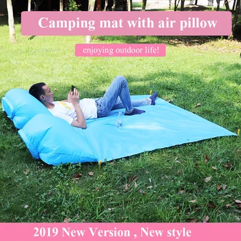

Portable New air pillow picnic mat outdoor with pillow moisture pad inflatable sofa cushion waterproof padded beach grass mat