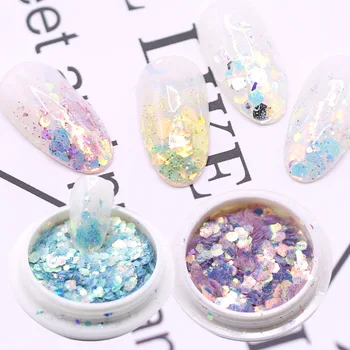 

1 Box Nail Art Mermaid Glitter Flakes Sparkly 3D Hexagon Sequins Spangles Polish Powder Dust Manicure DIY Nails Decorations