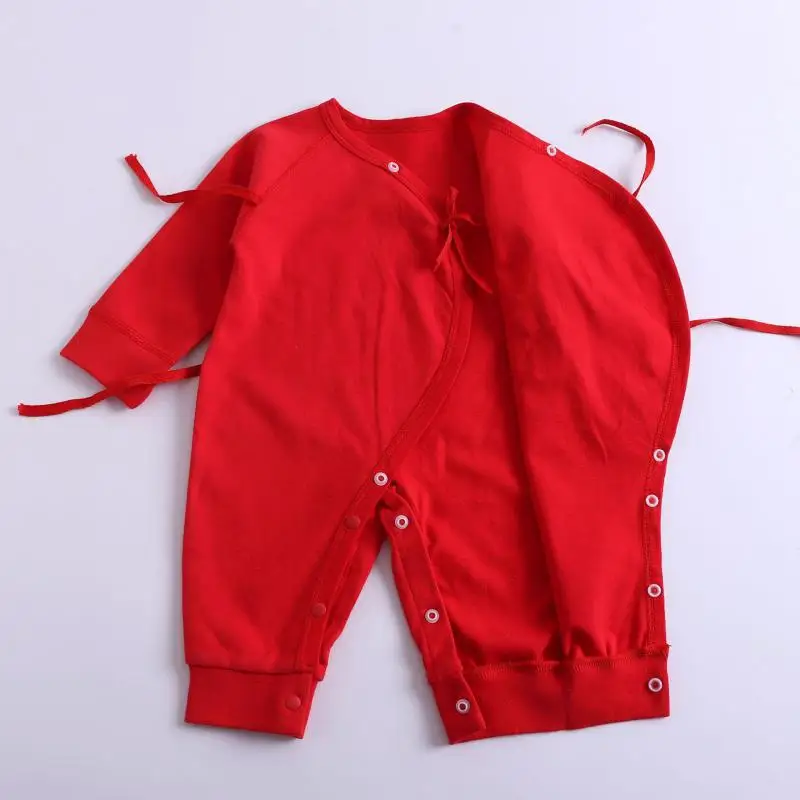 2022 New Year Baby Girls Clothes Autumn And Spring Cotton Rompers For Boys Newborn 0-6m Chinese Style Red Climbing Jumpsuits Ins Newborn Knitting Romper Hooded 