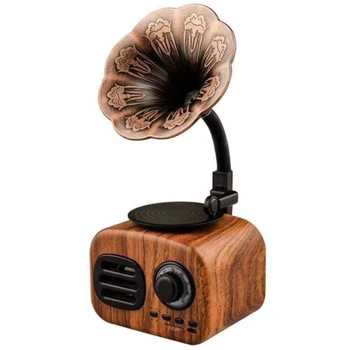 

Retro Phonograph Wireless Handsfree FM Radio Loudspeaker Subwoofer Bluetooth Speakers Wood