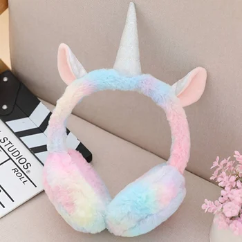 

Plush Unicorn Ear warmers Earmuff Rabbit Fur Winter Warm Earmuffs