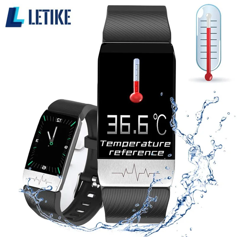 Смарт часы Letike T1s с измерением температуры тела и ЭКГ пульса артериального