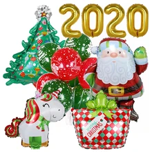 1 Набор, рождественские воздушные шары из фольги, подарок Санта Клауса, воздушные шары для новогодней елки,, новогодние, вечерние, рождественские, латексные шары