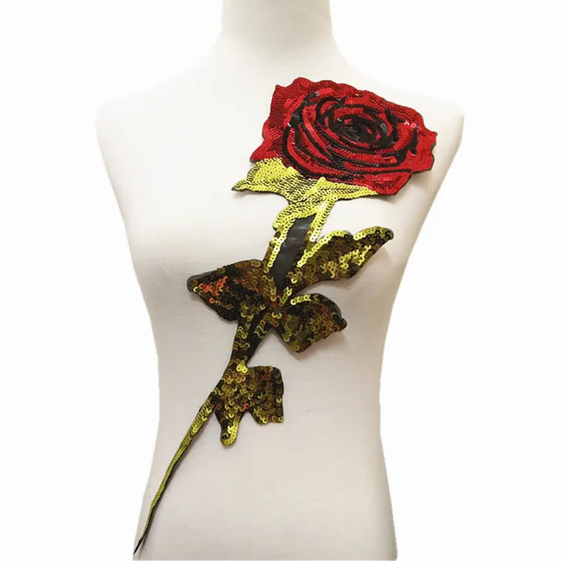 Sequin Rose Flower Patches Sequined Plant  (7)