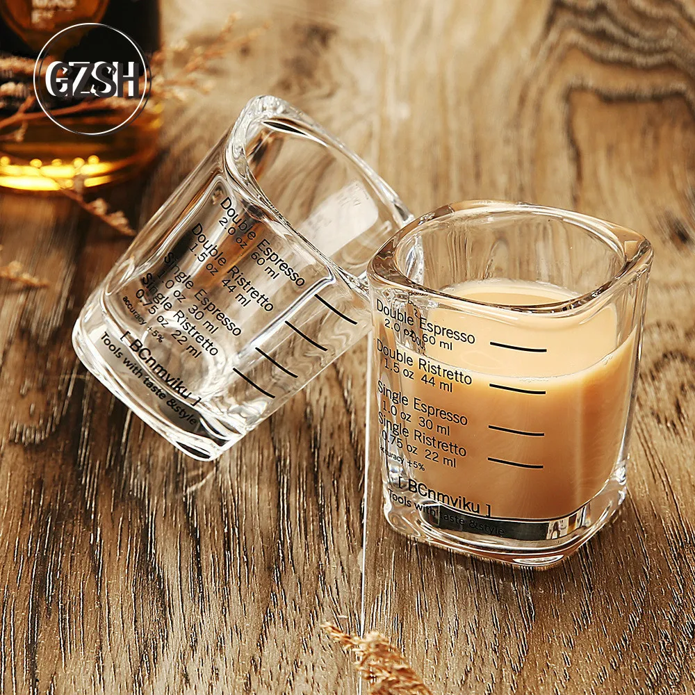 

Coffee Cup Set 60ml Square Thickened Glass Ounce Cup Graduated Measuring Cup Concentrated Cup Espresso Coffee Cup