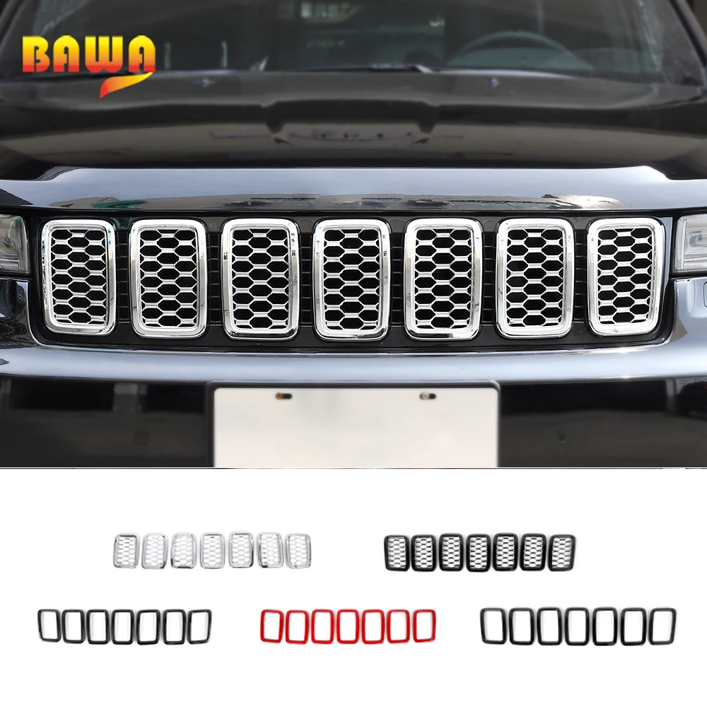 BAWA гоночные решетки вставки сетки Вентиляционное кольцо для Jeep Grand Cherokee- ABS Передние декоративные решетки крышки для Grand Cherokee