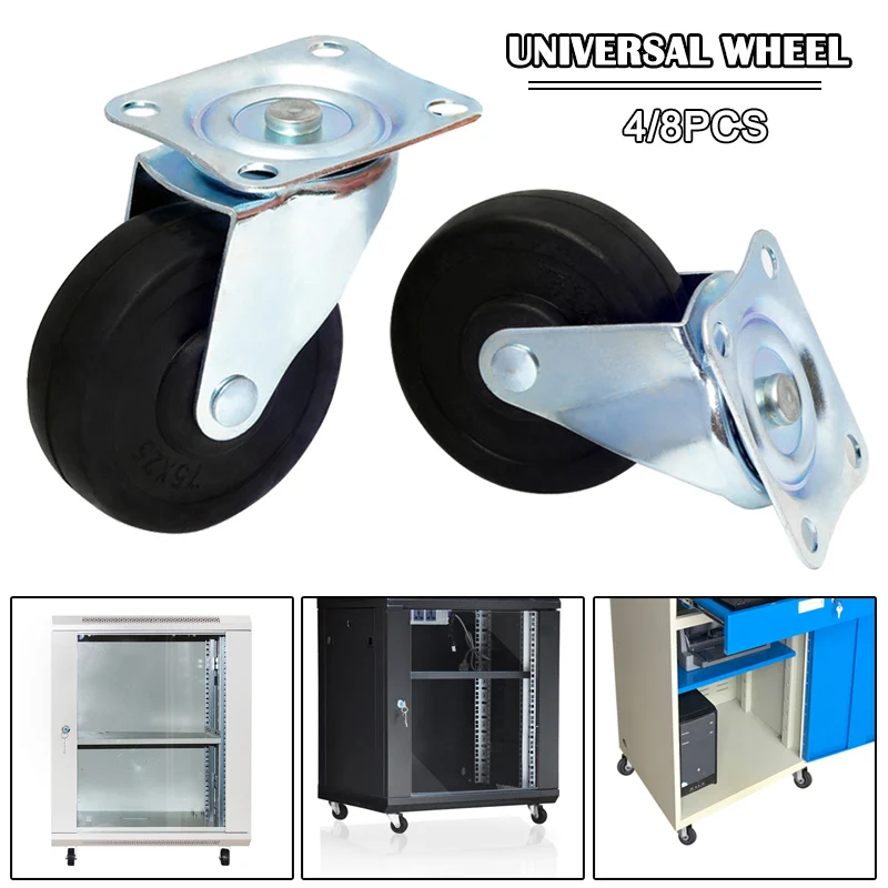 

Swivel Caster Wheels Rubber with Top Plate Bearing Heavy Duty Replacement for Cabinet TSH Shop