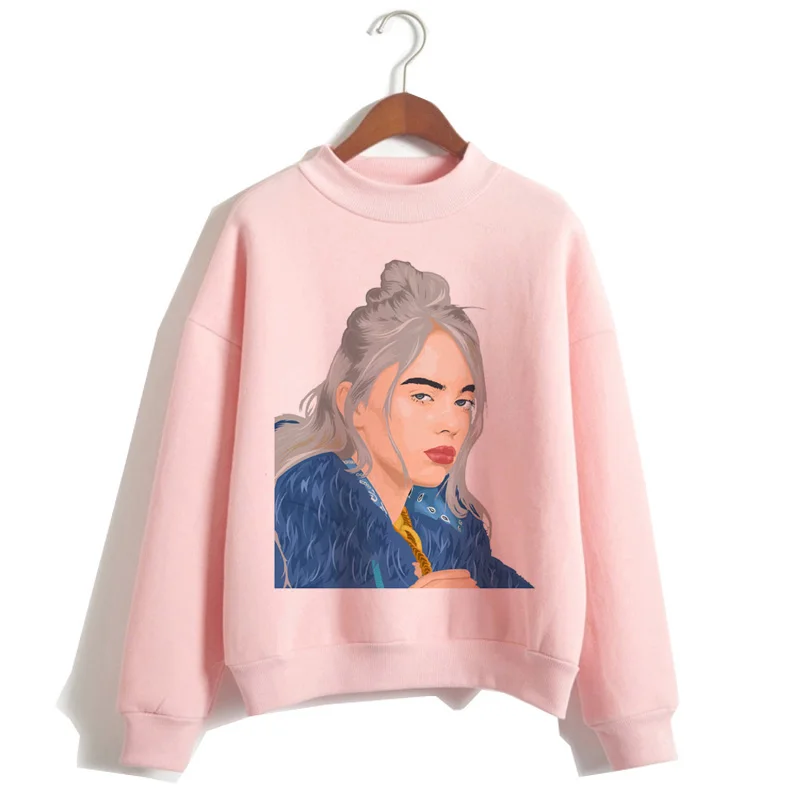 P1848O-pink Billie Eilish негабаритных худи для женщин Harajuku корейский хип хоп стиль Kawaii 90s Толстовка Женский капюшон Черная пятница Рождество - Цвет: P1848O-pink