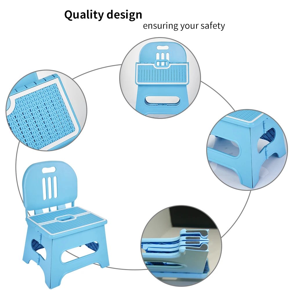 Baby High Chairs Kids Seat Children Chair Neat Backrest Children Chair Pink Cute Safe Convenient Folding Step Stool (9)