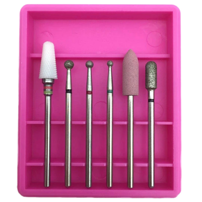 HTHL-6Pcs Алмазный Набор для ногтей, фреза для маникюра, роторные сверла для чистки ногтей, электрическая машина, аксессуары для дизайна - Цвет: as the picture
