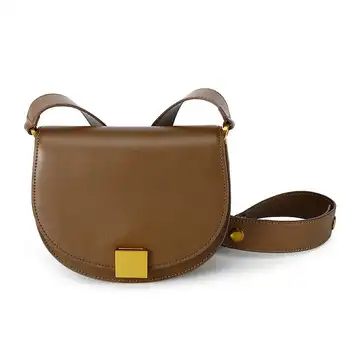 

Genuine leather handbags 2020 new wide shoulder strap saddle bag trendy one shoulder messenger semicircle vintage bag T24