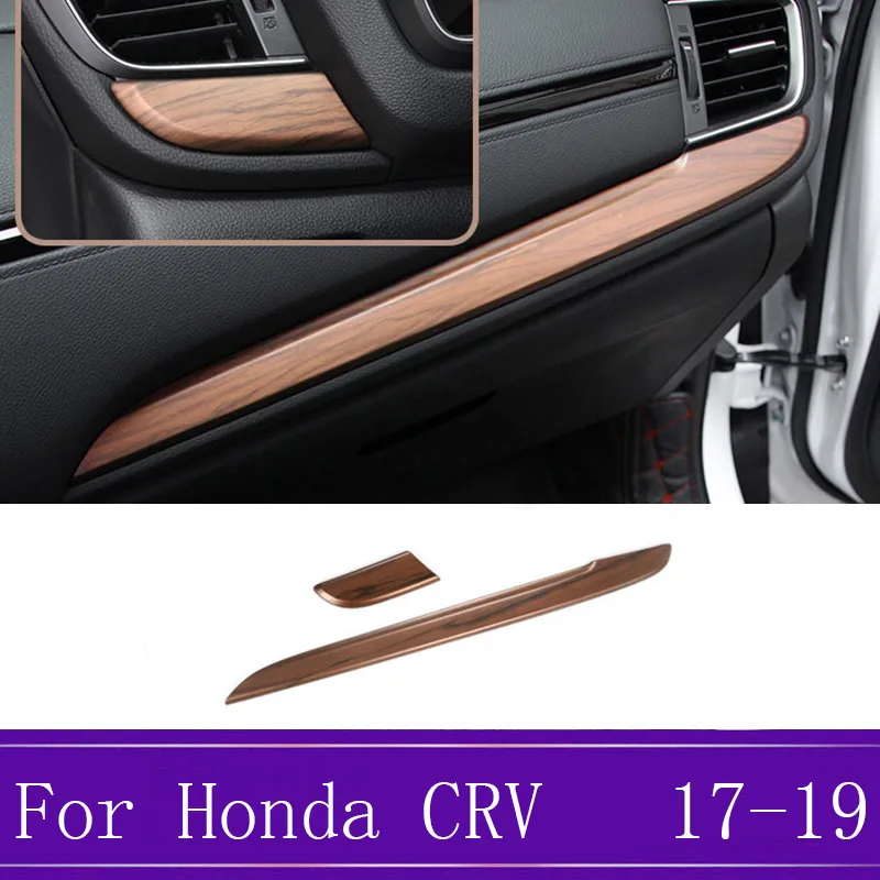 

Peach Wood Grain Interior Trim Cover Frame Control Strip Decoration Car Styling Accessories Fit For Honda CR-V CRV 2017-2019 fas