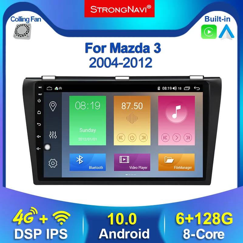 Автомобильный мультимедийный плеер 6 + 128G Android 10 0 IPS для Mazda 3 2004-2012 Mazda3 с Wi-Fi