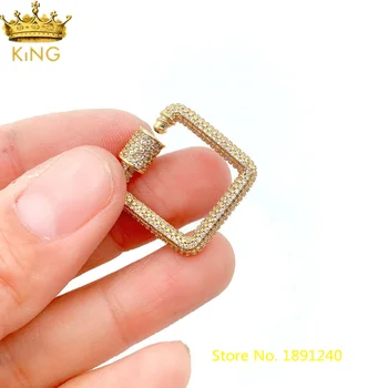 

5Pcs/Lot Square-Shape Paved Cubic Zirconia Beads Gold Color Spiral Clasps Connectors Pendant Necklace Jewelry For Woman K025KBBB