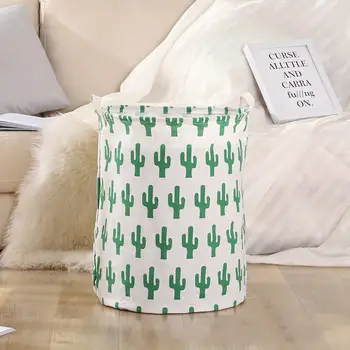 

Storage Bag Storage Bucket PE Coating Cotton Linen Dedroom Dirty Clothes Desktop Fashion Multi-Function