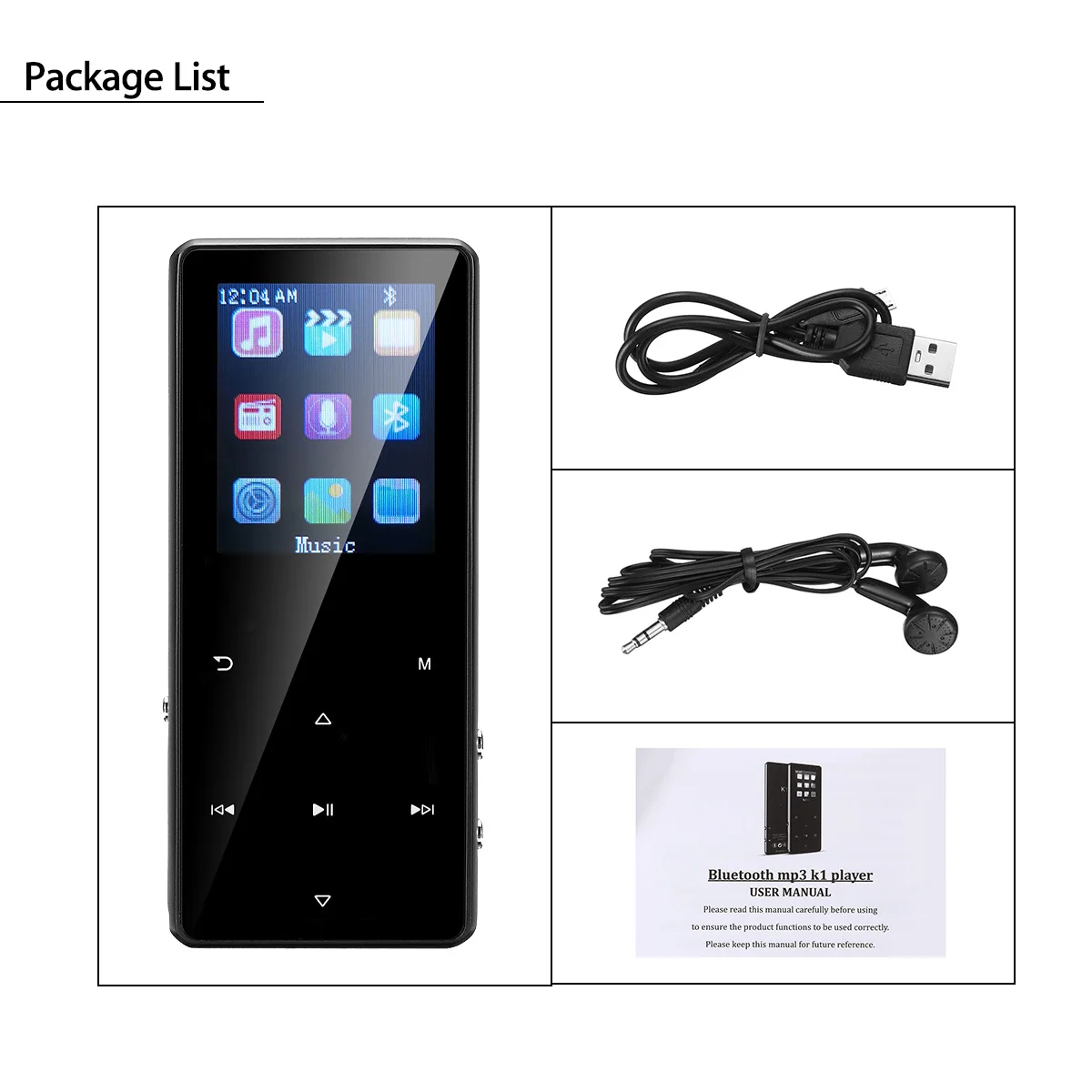 Поддержка TF карты Портативный 8G 16G 32G bluetooth MP3 HIFI музыкальный плеер FM радио звук Запись голоса рекордер с наушниками
