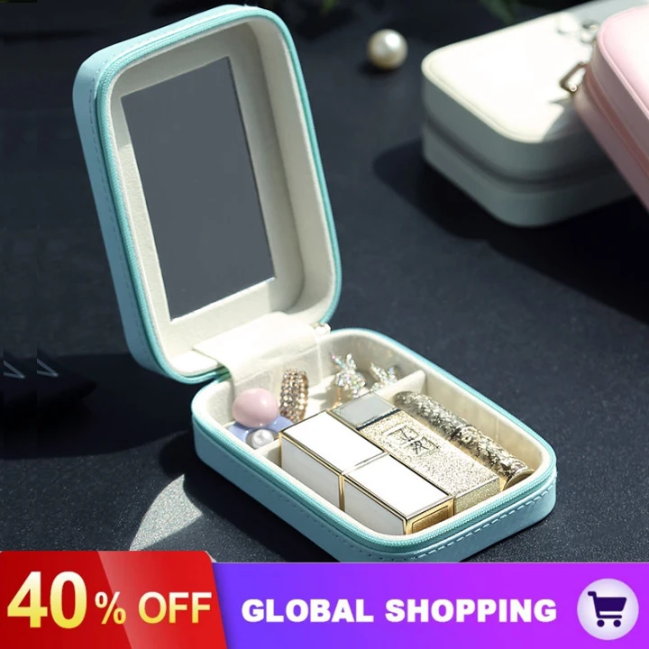 Small Portable Storage Box With Mirror Portable Cosmetic Bag Suitable For Lipstick Storage