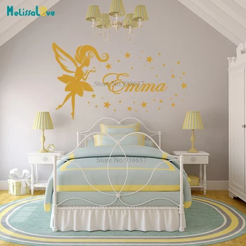 

Big Size Beauty Girl Custom Name Sticker Fairy Star Personalized Baby Room Decal Nursery Decor B945
