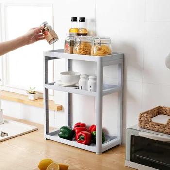 

New Kitchen Organizer PP Storage Rack Shelf With Basket Bathroom Kitchen Refrigerator Side Shelves 3/4 Layers Fruit Basket
