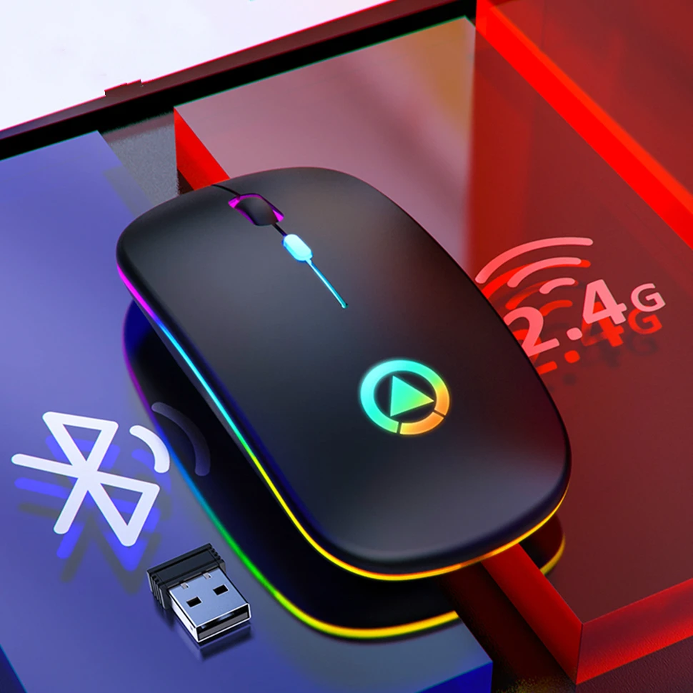 

Redstorm Wireless Mouse Dual Mode Silent Optical Ergonomic Mouse Bluetooth 2.4G USB Rechargeable Mouse for PC Computer