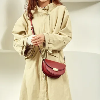 

2019 Ladies New Autumn/Winter Retro Saddle Bag Simple Shoulder Messenger Bag Small Bag Bride Bag Mobile Phone Coin Purse Handbag