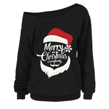 

Sweatshirt Women 2019 Plus Size Blouses Solid Casual Santa Claus Pattern Female Long Sleeve Clothing Sudaderas Para Mujer