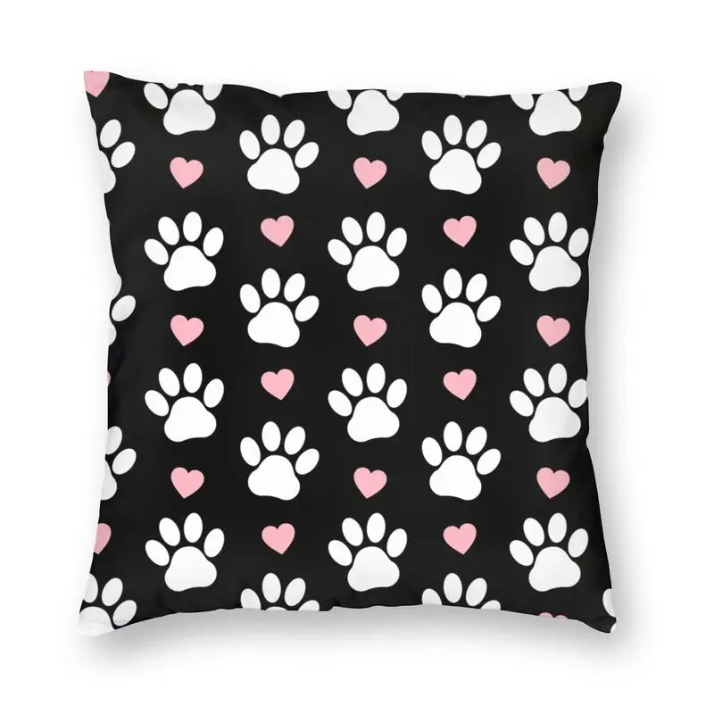 

Pattern Of Paws White Dog Paw Pillow Case Home Decorative Cushion Cover Pretty Pink Hearts Puppy Cushions Throw Pillow for Sofa