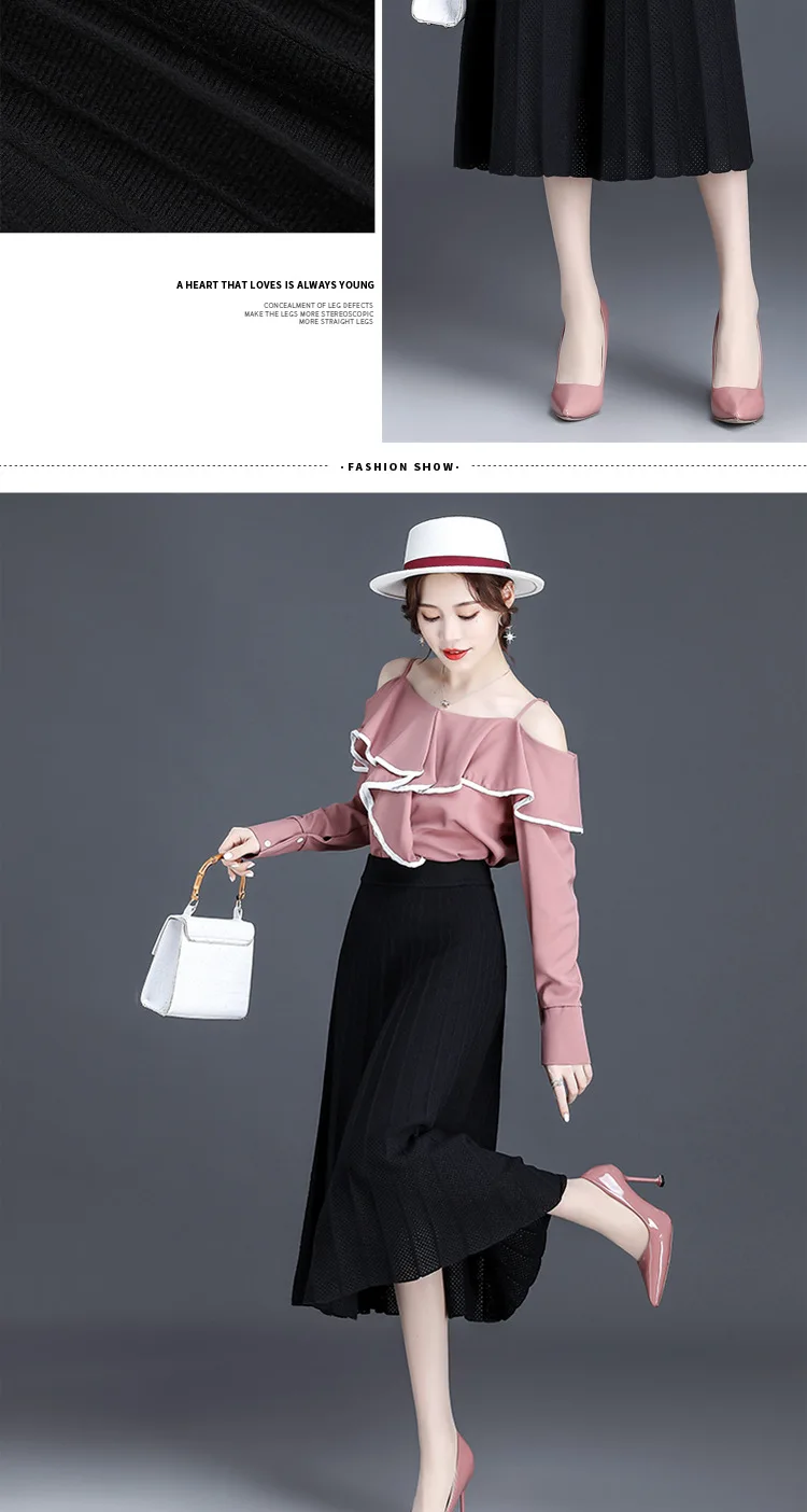 Faldas mujer moda новая длинная юбка женская осенняя и зимняя юбка с надписью Женская трикотажная шерстяная плиссированная юбка Толстая Jupe femme