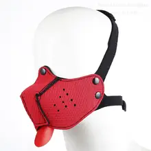  Puppy Cosplay Dog Mask Sex Hood Adult Games Slave Bdsm Mask Bondage Restraint Muzzle Mask with Tongue Mouth Gag Fetish Sex Toys. 