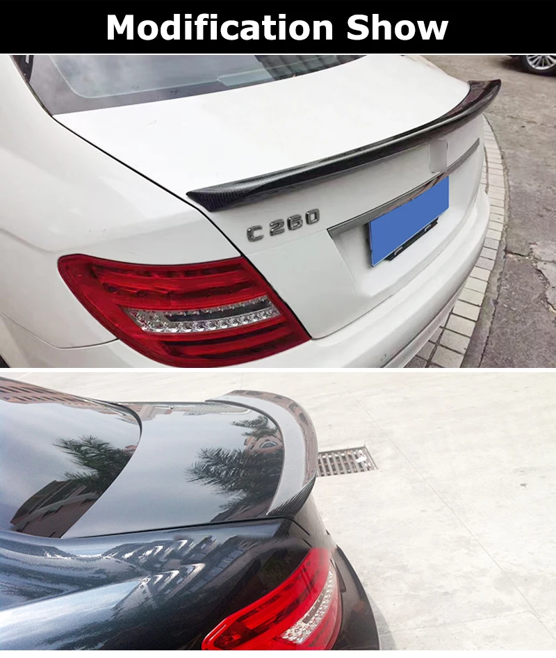 W204 V Стиль углеродного волокна задний багажник губы крыло спойлер для Benz C Класс C180 C200 C300 Купе Седан 2007