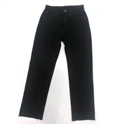 Осенне-зимние женские джинсовые Необычные брюки свободные необработанные эластичные джинсовые потертые черные женские джинсы