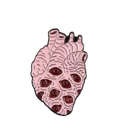 Эмалированная брошь в форме сердца, различные идеи, розовый глаз, космическая планета, переключение линии передачи данных, обмотка рук, формирование в форме сердца, знак ужаса - Окраска металла: style10