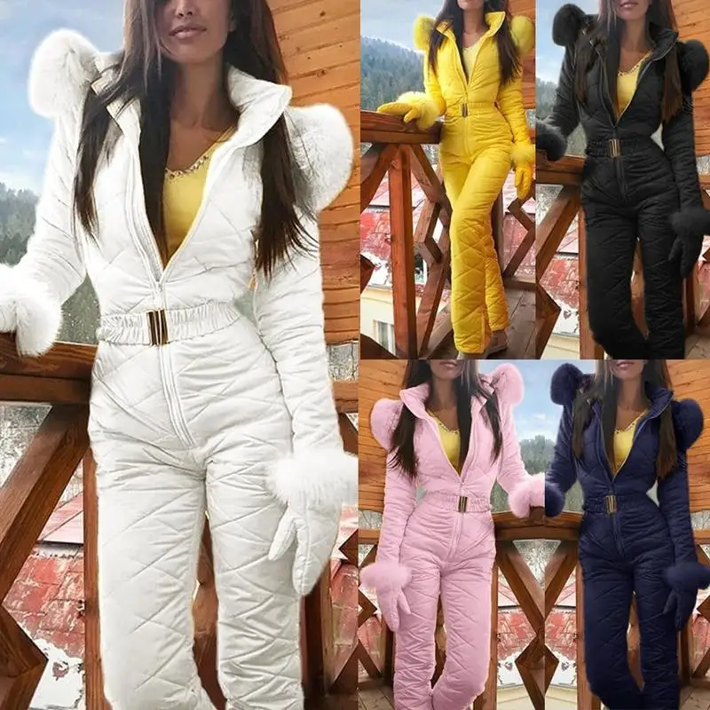 4 Colors S-XXXL Women Jumpsuit Breathable Snowboard Jacket Skiing Suits Pant Sets Warm Bodysuits Outdoor Snow Suits