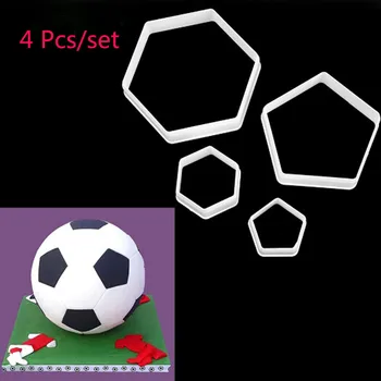 

4PCS/Set Soccer Plastic Stencil Cake Desserts Decorating Tools DIY Fondant Cutters Soccer Form Sugar Craft Molds