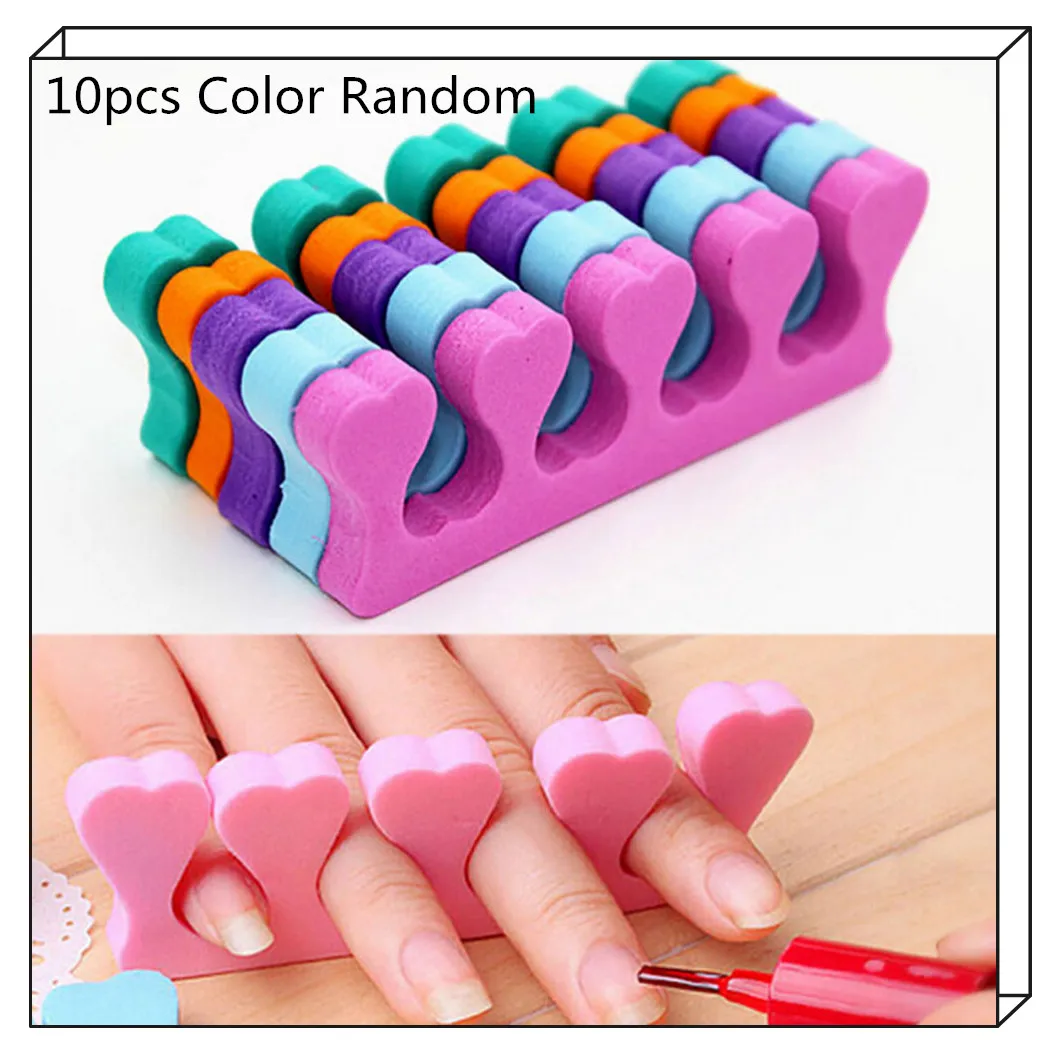 10pcs DIY Toe Separator Foam Nail Art Finger Separator Soft Foam Manicure Salon Tools For Nail Art Color Random