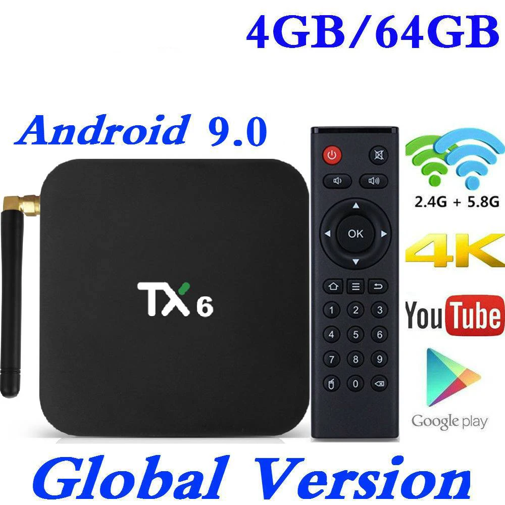 TX6 ТВ приставка Android 9,0 2G/4G 16G/32G/64G Allwinner H6 четырехъядерный Skype Google Wifi BT4.2 4K телеприставка смарт-медиаплеер