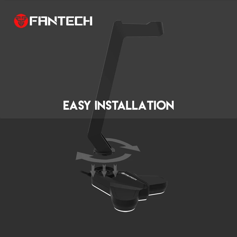 FANTECH AC3001S RGB Headphone Stand Anti Slip and Base Is Aggravating for Multi Function Earphone Stand Black 