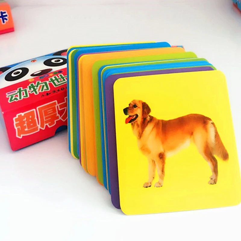 

Animal World Card Montessori Early Education Toy Game Child Cognitive Card Animal Lion Tiger Panda 3D Card Material books kids