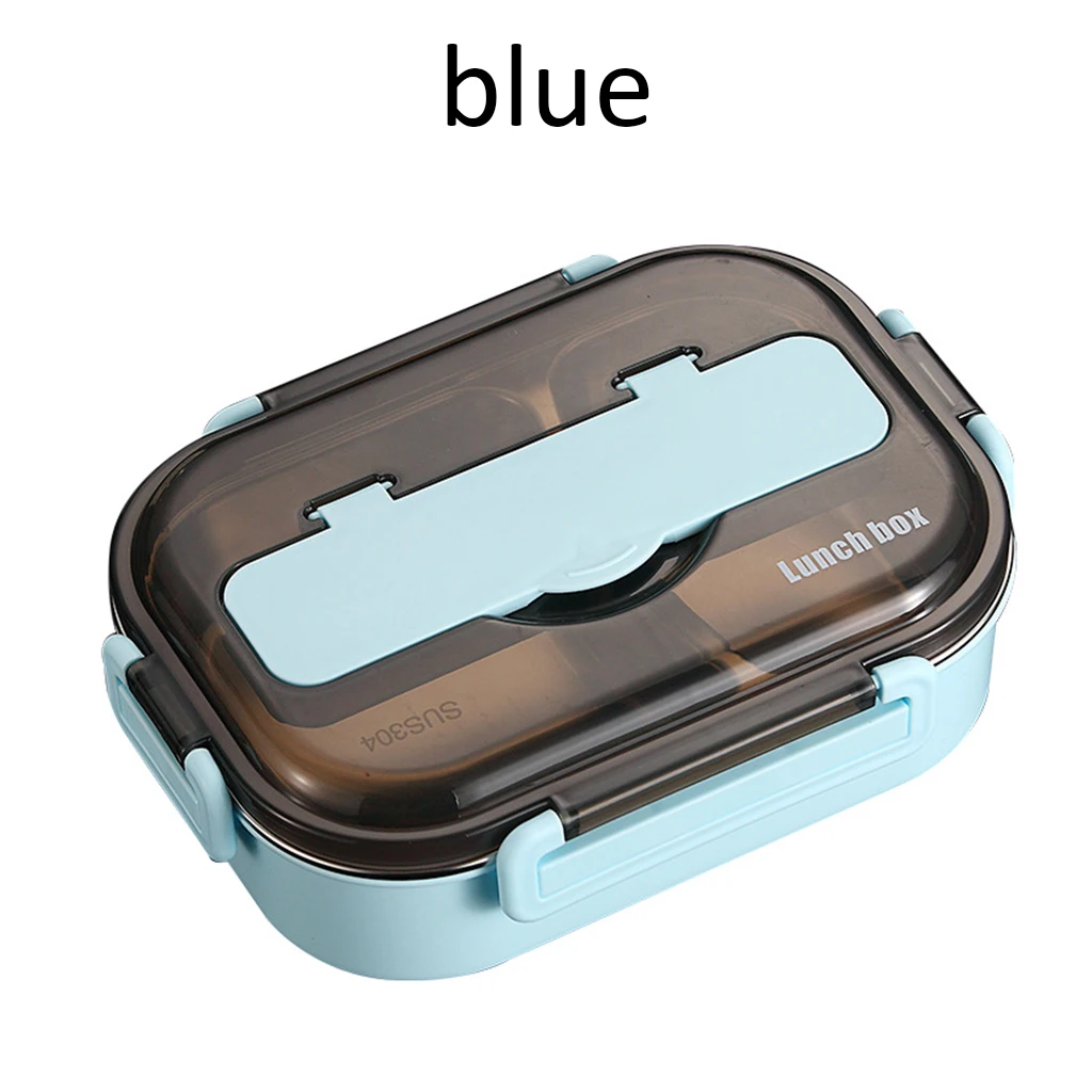 Высокое качество Нержавеющая сталь Коробки для обедов Bento Коробки для обедов с ящиком посуда микроволновая печь Еда контейнеры, коробки столовая посуда - Цвет: blue