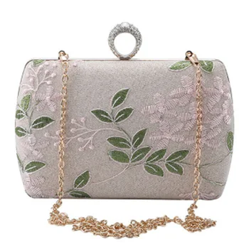 

New Women'S Clutch Bag Lace Flower Lady Party Evening Dress Lady'S Day Clutch Bag Wallet Female Embroidery Leaf