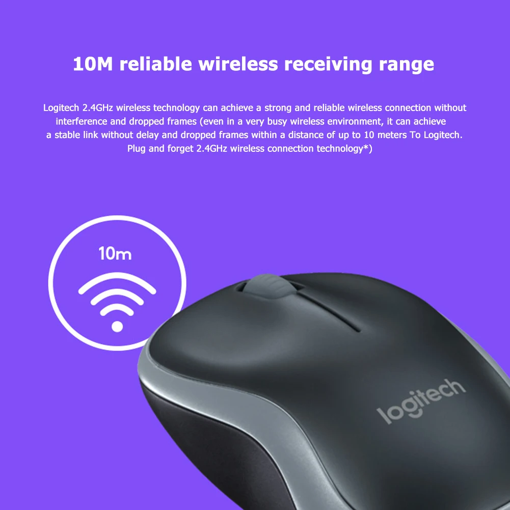 Беспроводная мышь Logitech M186 1000 точек/дюйм 2 4 ггц беспроводная для компьютера