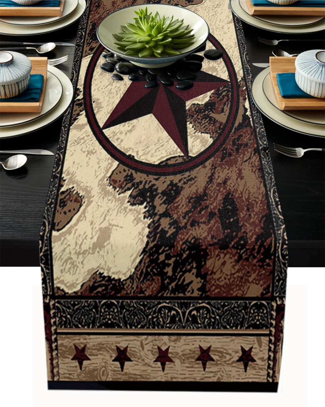 Western Texas Star Rustic Vintage Table Runner Kitchen Decor Tablecloth  Placemat Hotel Home Wedding Decor Table Runners