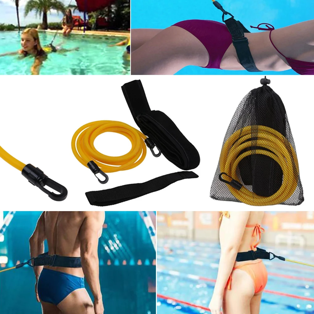 

Adjustable Swim Training Resistance Belt Swimming Bungee Exerciser for Adult Kids Leash Mesh Pocket Safety Swimming Pool Tools