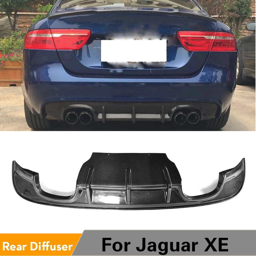 JC SPORTLINE Jaguar XE CF Diffuser,fits Jaguar XE Sedan 4-Door 2015-2017 Carbon Fiber Rear Bumper Lip Spoiler Single Exhaust Dual Outlet 