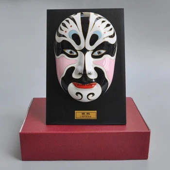 

Traditional Chinese Peking Opera Mask Ceramic Hand-painted Miniature Figurines Crafts Souvenir Gifts Home Decoration Accessories
