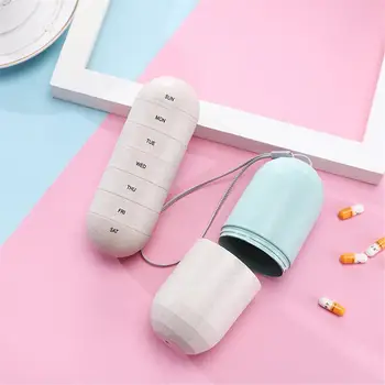 

7 Day Mini Pill Case Packing Case Wheat Material Particle Storage Box Sealed Waterproof Portable Particle Organizer Dispenser Fo